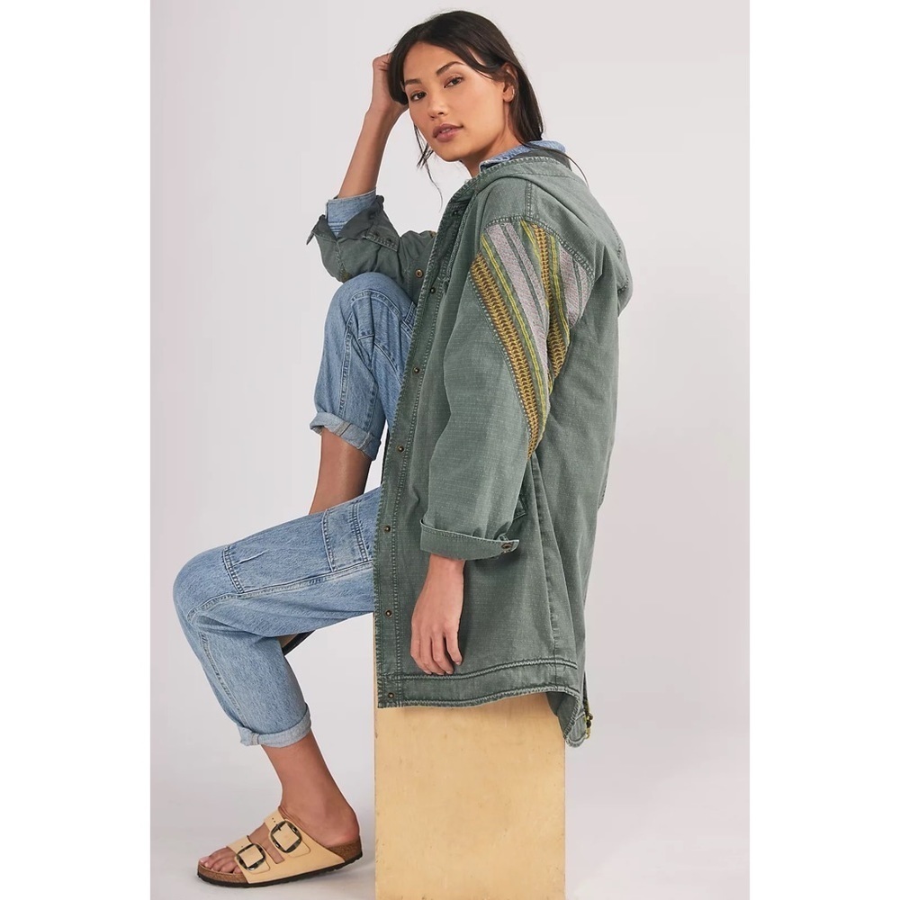 NWT Anthro Pilcro and the Letterpress Embroidered Striped Utility Anorak Jacket  - Picture 9 of 11